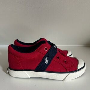Polo by Ralph Lauren Kids Red White and Blue Canvas Sneakers size 10 New